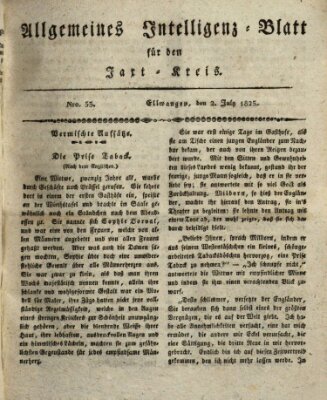 Allgemeines Intelligenz-Blatt für den Jaxt-Kreis (Allgemeines Amts- und Intelligenz-Blatt für den Jaxt-Kreis) Samstag 2. Juli 1825