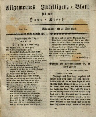 Allgemeines Intelligenz-Blatt für den Jaxt-Kreis (Allgemeines Amts- und Intelligenz-Blatt für den Jaxt-Kreis) Samstag 23. Juli 1825