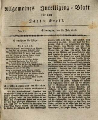 Allgemeines Intelligenz-Blatt für den Jaxt-Kreis (Allgemeines Amts- und Intelligenz-Blatt für den Jaxt-Kreis) Samstag 30. Juli 1825