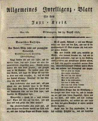 Allgemeines Intelligenz-Blatt für den Jaxt-Kreis (Allgemeines Amts- und Intelligenz-Blatt für den Jaxt-Kreis) Mittwoch 24. August 1825