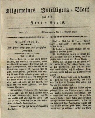 Allgemeines Intelligenz-Blatt für den Jaxt-Kreis (Allgemeines Amts- und Intelligenz-Blatt für den Jaxt-Kreis) Mittwoch 31. August 1825