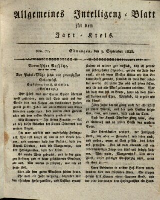 Allgemeines Intelligenz-Blatt für den Jaxt-Kreis (Allgemeines Amts- und Intelligenz-Blatt für den Jaxt-Kreis) Samstag 3. September 1825