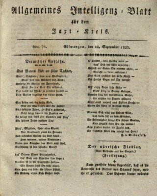 Allgemeines Intelligenz-Blatt für den Jaxt-Kreis (Allgemeines Amts- und Intelligenz-Blatt für den Jaxt-Kreis) Mittwoch 28. September 1825