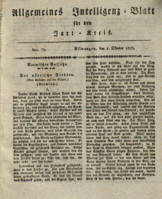 Allgemeines Intelligenz-Blatt für den Jaxt-Kreis (Allgemeines Amts- und Intelligenz-Blatt für den Jaxt-Kreis) Samstag 1. Oktober 1825