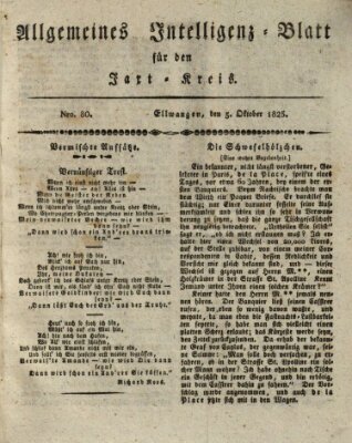 Allgemeines Intelligenz-Blatt für den Jaxt-Kreis (Allgemeines Amts- und Intelligenz-Blatt für den Jaxt-Kreis) Mittwoch 5. Oktober 1825