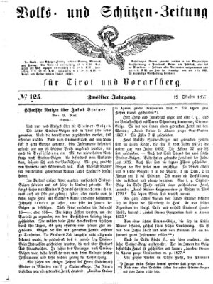 Volks- und Schützenzeitung Montag 19. Oktober 1857