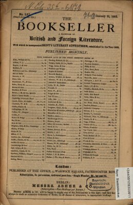 The bookseller Samstag 31. Januar 1863