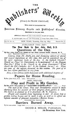 Publishers' weekly Samstag 24. Mai 1873