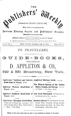 Publishers' weekly Samstag 5. Juli 1873
