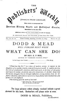 Publishers' weekly Samstag 18. Oktober 1873