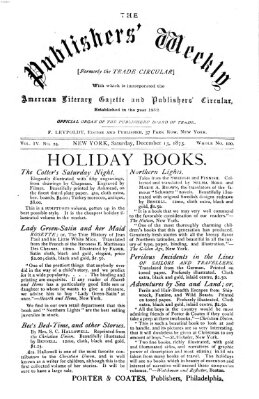 Publishers' weekly Samstag 13. Dezember 1873