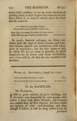 The rambler Dienstag 11. August 1750