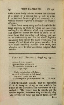 The rambler Dienstag 17. August 1751