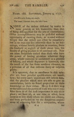 The rambler Dienstag 4. Januar 1752