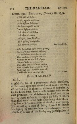 The rambler Dienstag 18. Januar 1752