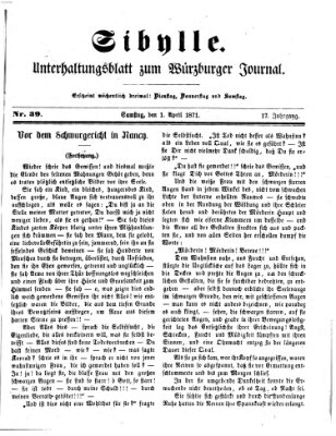 Sibylle (Würzburger Journal) Samstag 1. April 1871