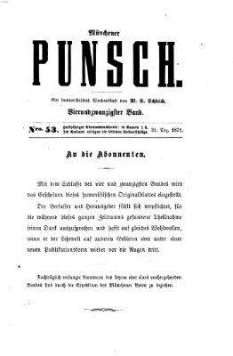 Münchener Punsch Sonntag 31. Dezember 1871