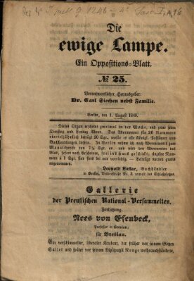 Die ewige Lampe Dienstag 1. August 1848