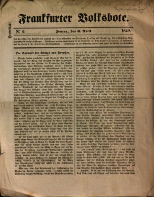 Frankfurter Volksbote Freitag 6. April 1849