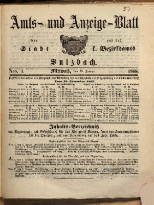 Amts- und Anzeigeblatt der Stadt und des K. Bezirksamts Sulzbach (Sulzbacher Wochenblatt) Mittwoch 15. Januar 1868