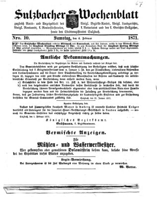 Sulzbacher Wochenblatt Samstag 4. Februar 1871