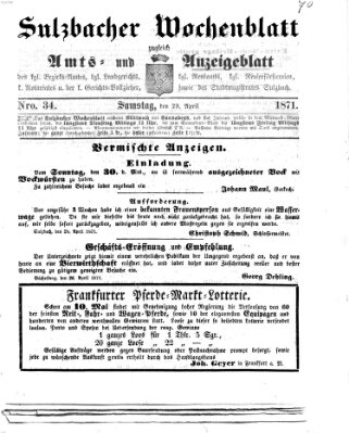 Sulzbacher Wochenblatt Samstag 29. April 1871