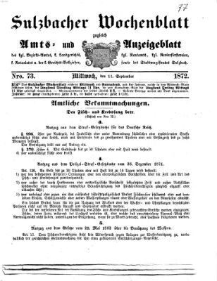 Sulzbacher Wochenblatt Mittwoch 11. September 1872