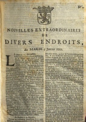 Nouvelles extraordinaires de divers endroits Dienstag 5. Januar 1717