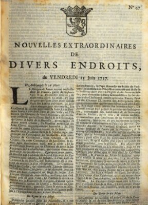 Nouvelles extraordinaires de divers endroits Freitag 11. Juni 1717