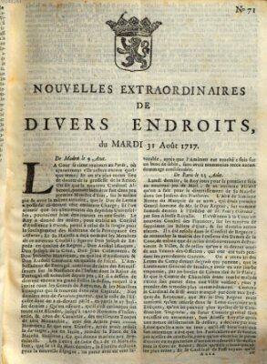 Nouvelles extraordinaires de divers endroits Dienstag 31. August 1717