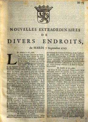 Nouvelles extraordinaires de divers endroits Dienstag 7. September 1717