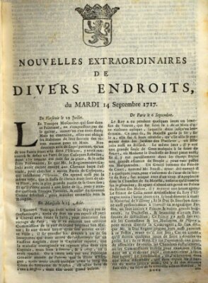 Nouvelles extraordinaires de divers endroits Dienstag 14. September 1717