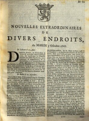 Nouvelles extraordinaires de divers endroits Dienstag 5. Oktober 1717