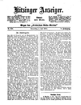 Kitzinger Anzeiger Donnerstag 4. Juli 1872