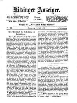 Kitzinger Anzeiger Donnerstag 11. Juli 1872