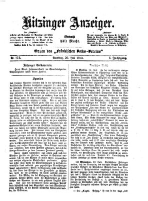 Kitzinger Anzeiger Samstag 20. Juli 1872