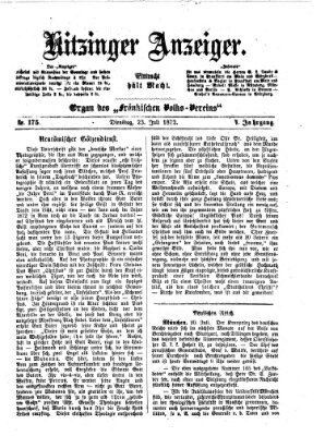 Kitzinger Anzeiger Dienstag 23. Juli 1872