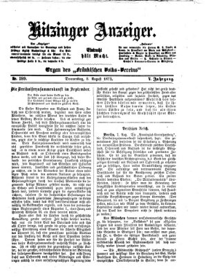 Kitzinger Anzeiger Donnerstag 8. August 1872