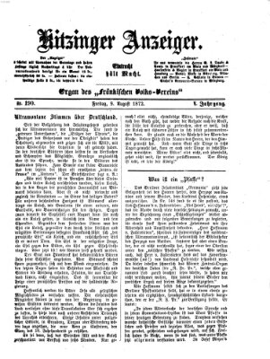 Kitzinger Anzeiger Freitag 9. August 1872