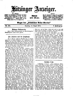 Kitzinger Anzeiger Samstag 10. August 1872