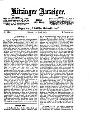 Kitzinger Anzeiger Mittwoch 14. August 1872