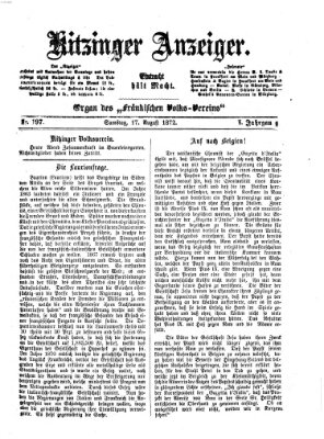 Kitzinger Anzeiger Samstag 17. August 1872