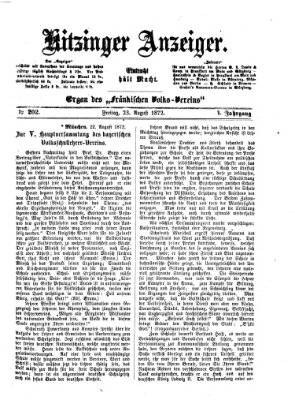 Kitzinger Anzeiger Freitag 23. August 1872