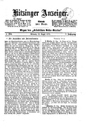 Kitzinger Anzeiger Mittwoch 28. August 1872