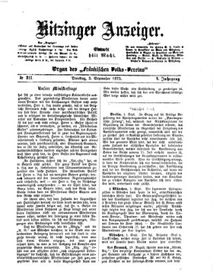 Kitzinger Anzeiger Dienstag 3. September 1872