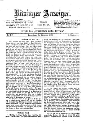 Kitzinger Anzeiger Donnerstag 12. September 1872