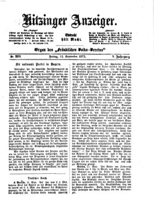 Kitzinger Anzeiger Freitag 13. September 1872