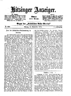 Kitzinger Anzeiger Montag 16. September 1872