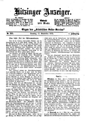 Kitzinger Anzeiger Dienstag 17. September 1872