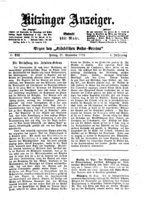 Kitzinger Anzeiger Freitag 27. September 1872